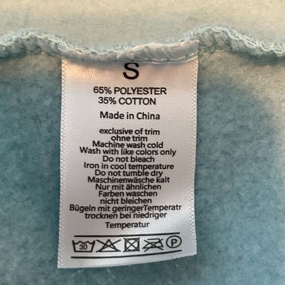 Snap Front Hoodie Sweatshirt Blue Super Soft Fleece Long Sleeve Pull-Over S - Picture 4 of 4